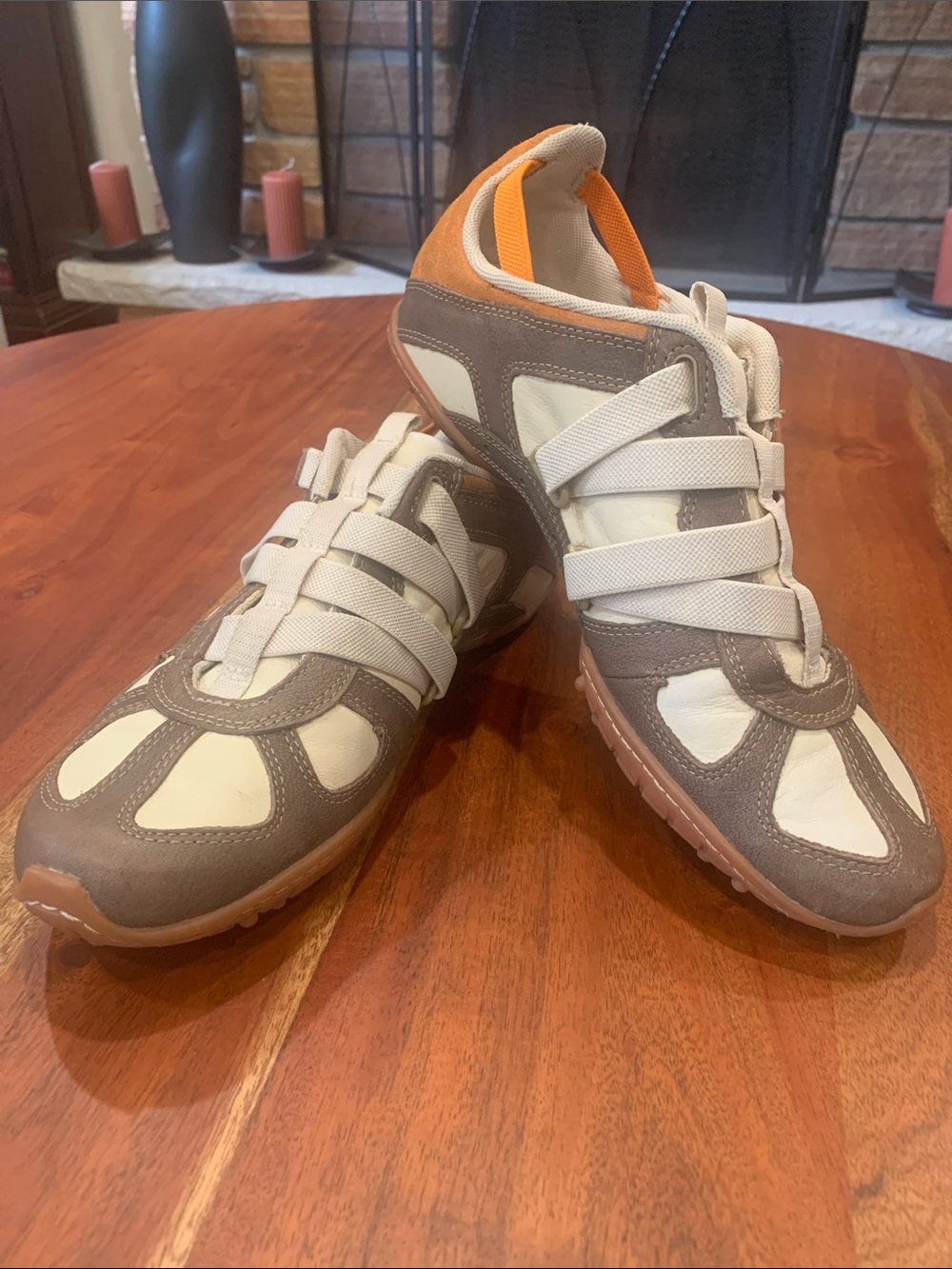 Diesel vintage Brown, Cream and Orange Women's leather Sneakers